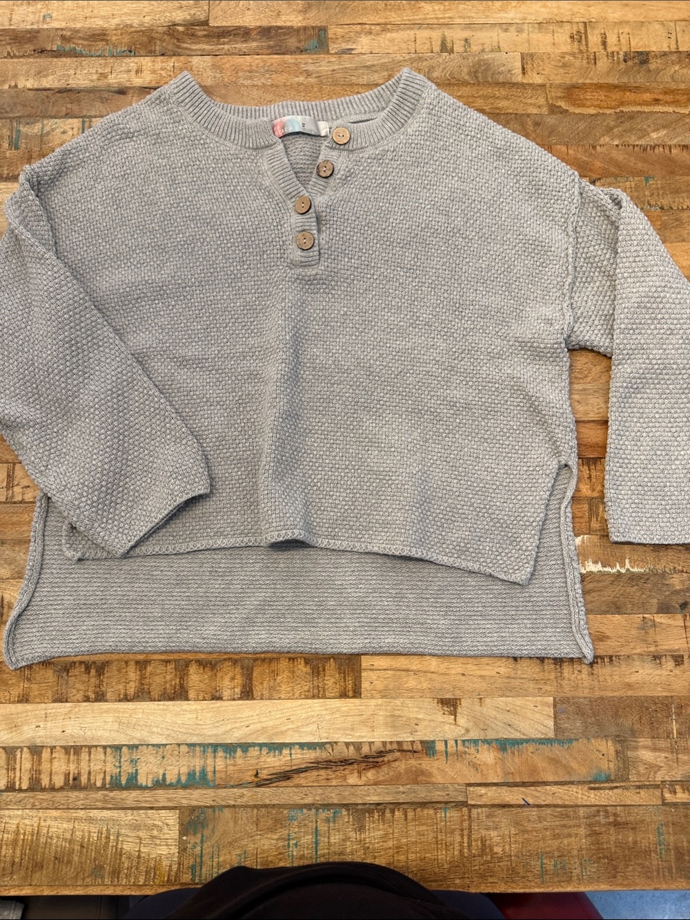 FP Beach Light Gray Button-Placket Women's Sweater